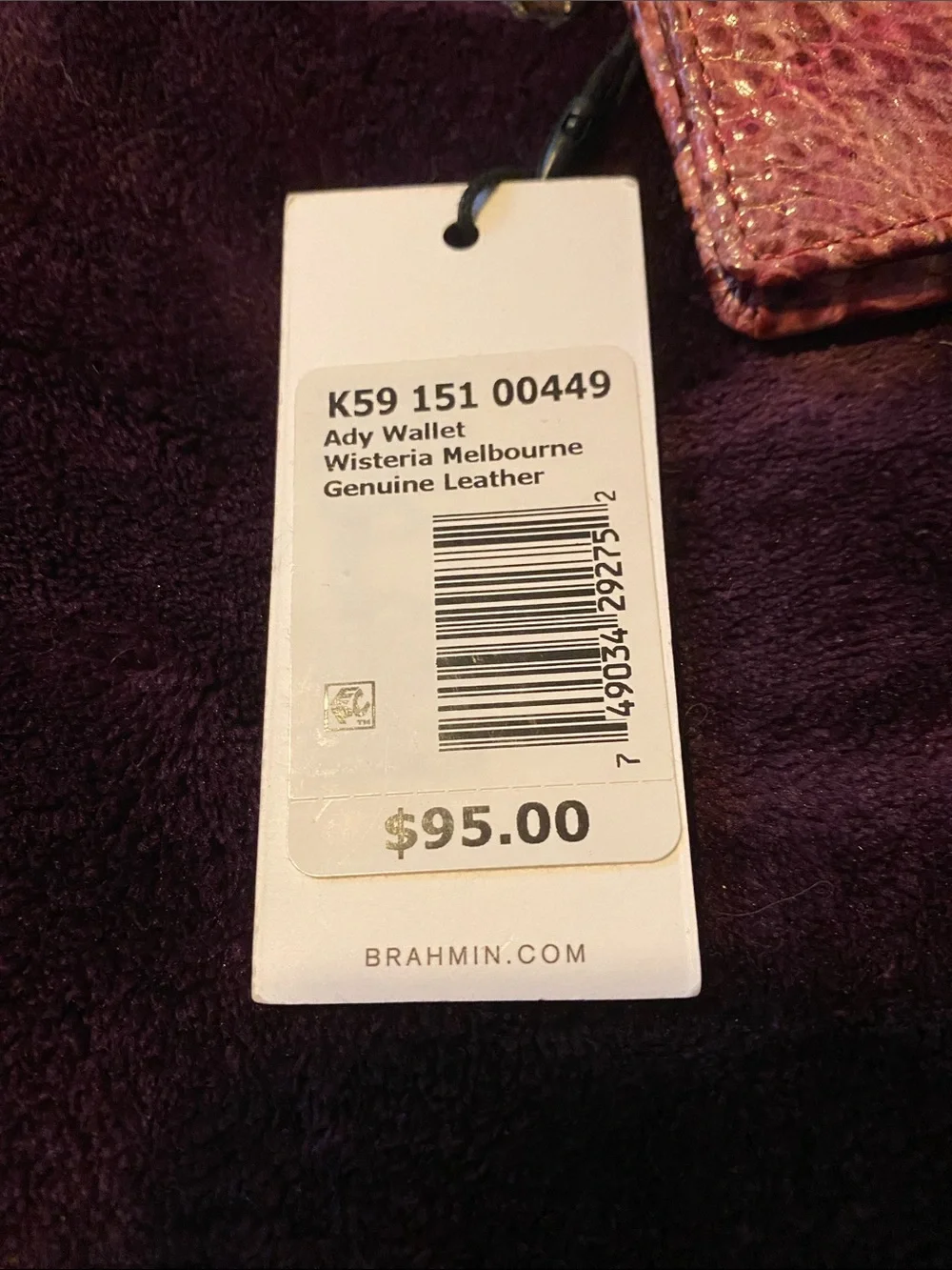 Brahmin Iridescent Pink Croc-Embossed Leather Wallet